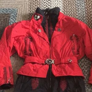 COPY - Bogner Red and Black Ski suit with embroidered details/buckle(Vintage si…